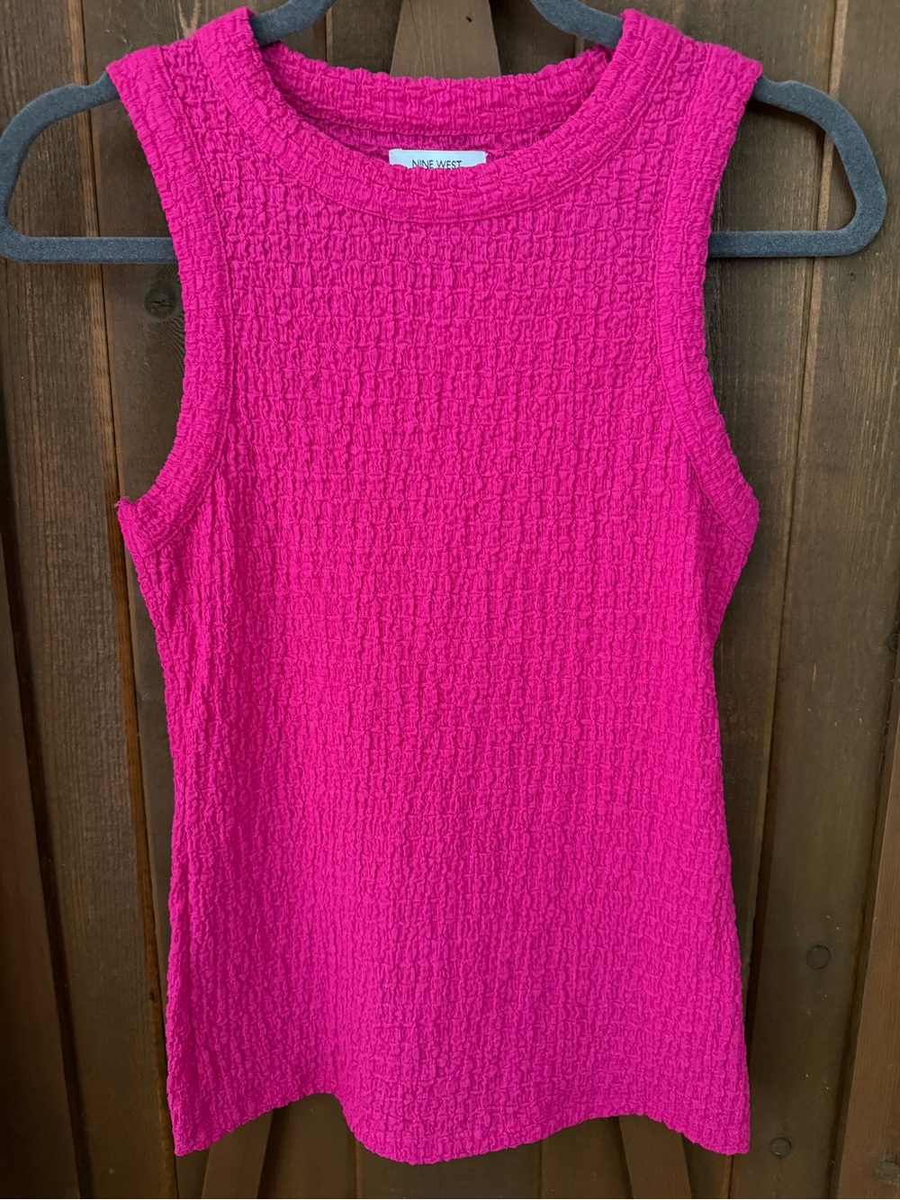 Nine West Textured Sleeveless Tank in Fuchsia
